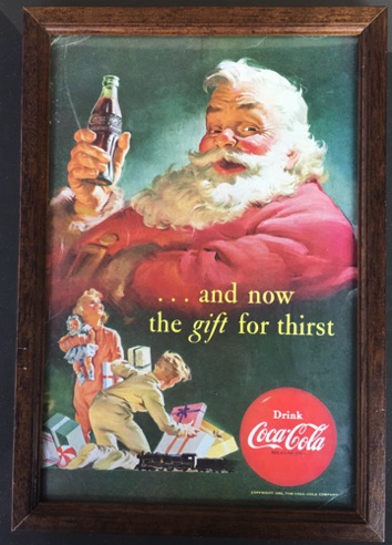 4610-1 € 7,50 coca cola afbeelding kerstman met kinderen 20x30 cm